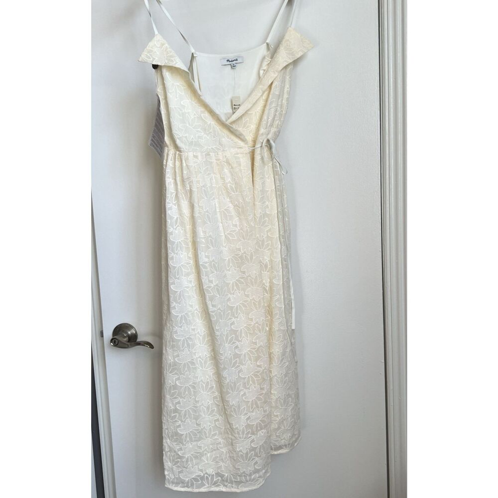 Madewell Size XS Floral Embroidered Pleat Wrap Midi Dress NWT💖 - Picture 7 of 14
